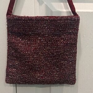 Alexia Crawford Vintage Beaded Burgundy Mini Purse